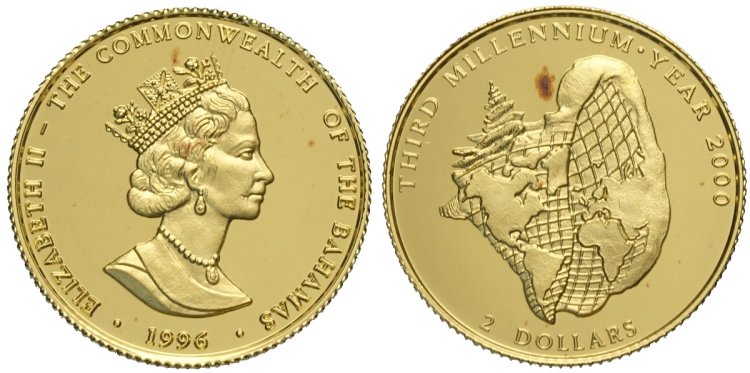 Bahamas 2 Dollars 1995-1996 (1/10 ... 