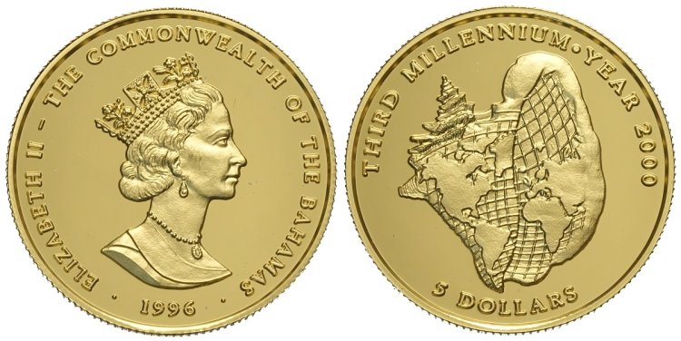 Bahamas 5 Dollari 1996 (1/4 ... 