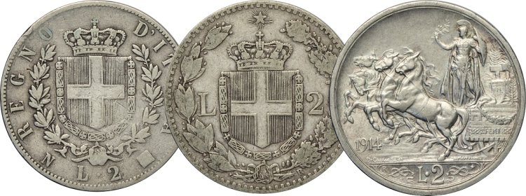 Italy Kingdom, 2 Lire&nbsp;Ag ... 