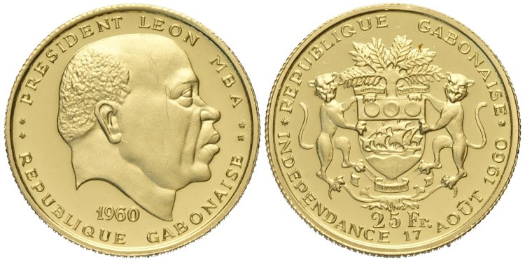 Gabon 25 Francs 1960&nbsp;8.00 g, ... 