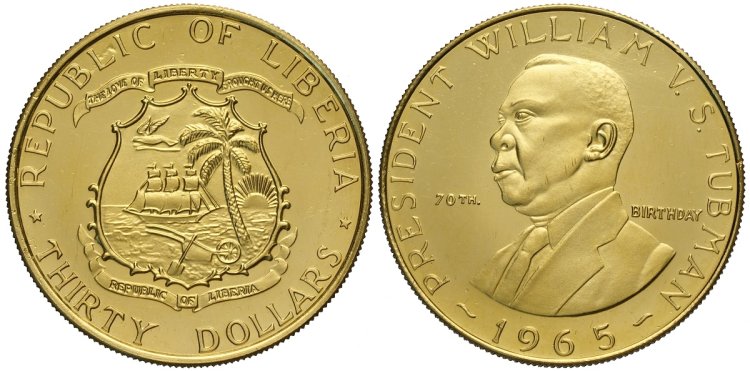 Liberia 30 Dollari 1965&nbsp;15.00 ... 