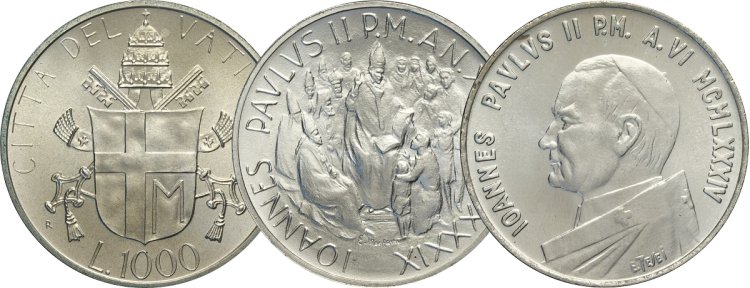 Vatican City, 1000 Lire&nbsp;Ag ... 