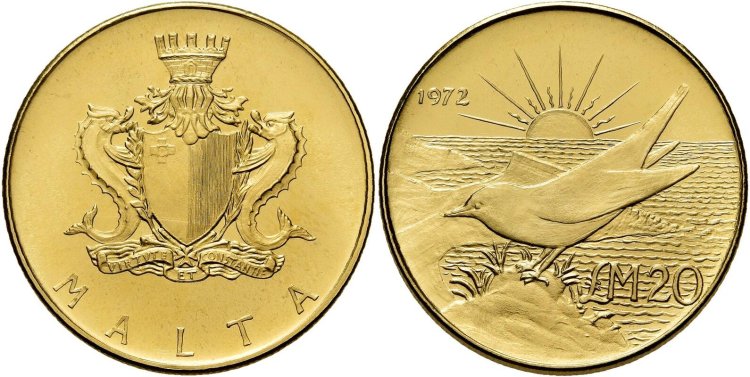 Malta 20 Pounds 1972&nbsp;12.00 g, ... 