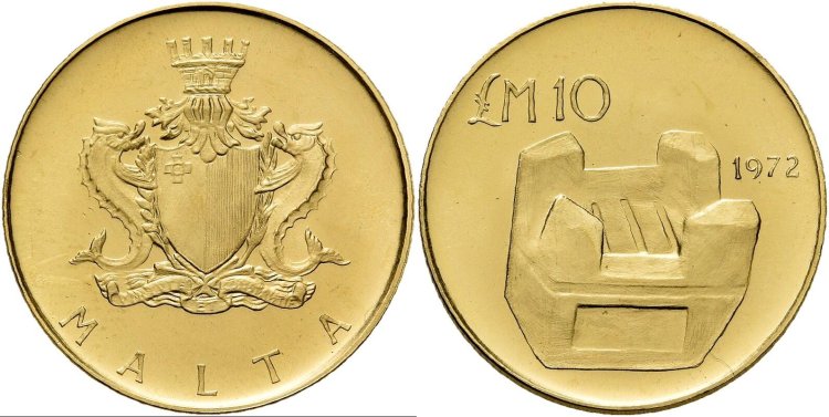 Malta 10 Pounds 1972&nbsp;6.00 g, ... 