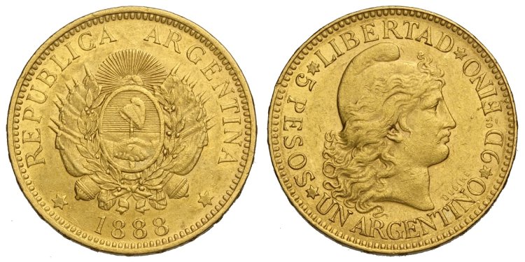 Argentina 5 Pesos 1881-1896 (1,25 ... 