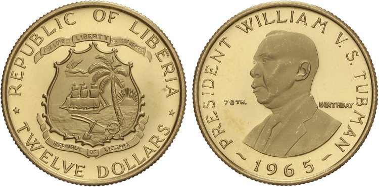 Liberia 12 Dollari 1965&nbsp;6.00 ... 