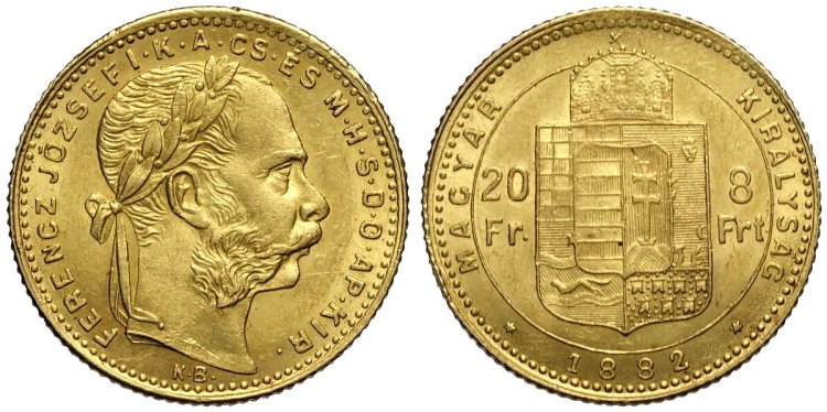 Ungheria 20 Franchi 1870-1892 ... 