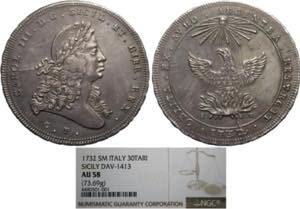 Palermo, Carlo III (1720-1734), Oncia da 30 ... 