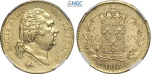 France, Louis XVIII (1814-1824), 40 Francs ... 