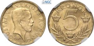Sweden, Gustaf V (1907-1950), 5 Kronor ... 