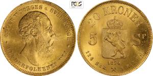 Norway, Oscar II (1872-1905), 20 Kroner ... 