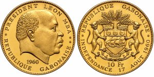 Gabon 10 Francs 1960&nbsp;3.20 g, Au (.900), ... 