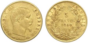 Francia 5 Franchi 1854-1868 Napoleone III ... 