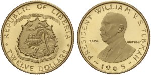 Liberia 12 Dollari 1965&nbsp;6.00 g, Au ... 