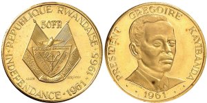 Ruanda 50 Franchi 1965&nbsp;15.00 g, Au ... 